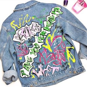 TopShop Moto Graffiti Denim Jacket